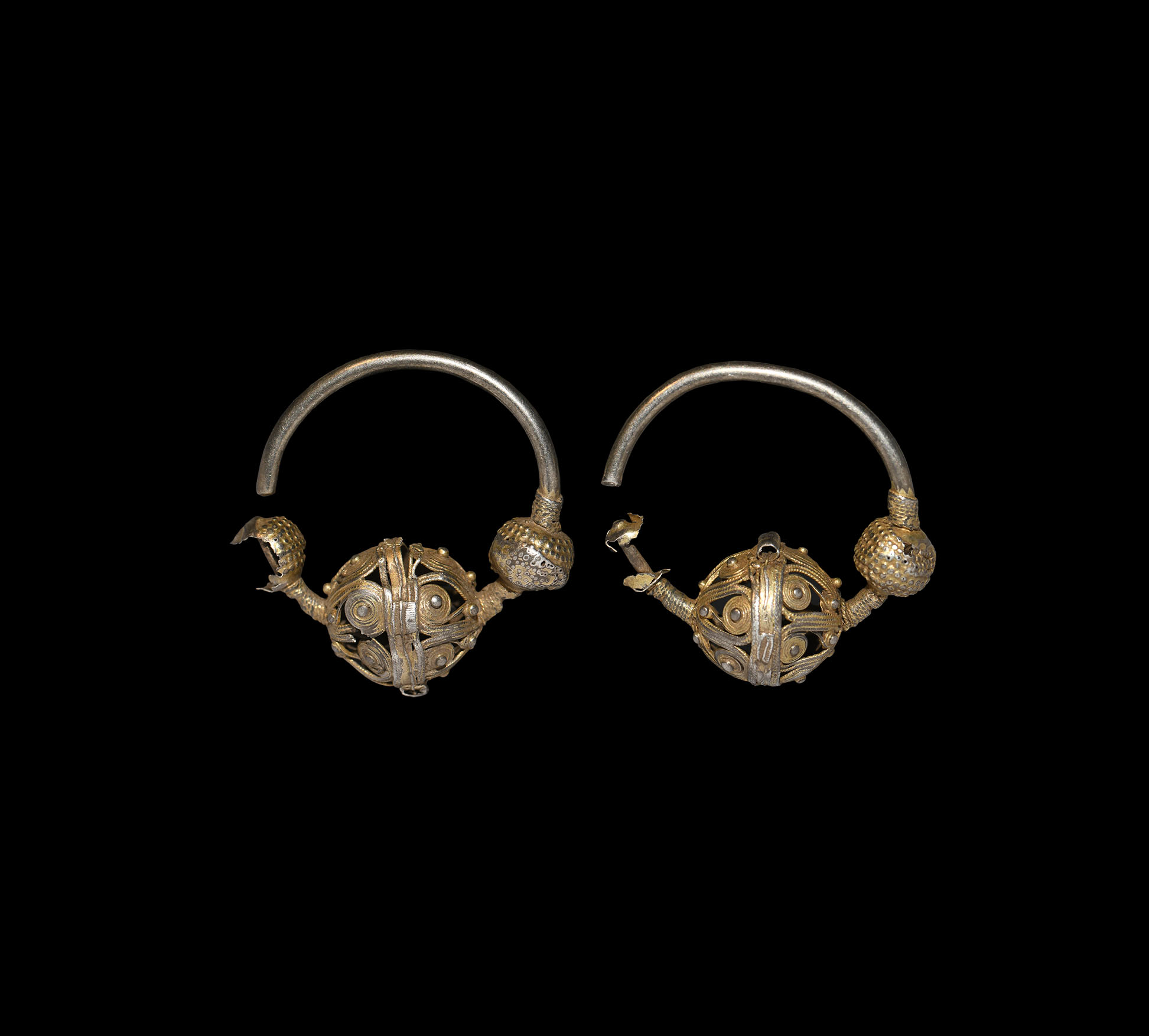 Byzantine Gilt Silver Temple Ring Pair