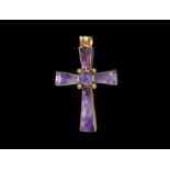 Post Medieval Gold and Amethyst Cross Pendant
