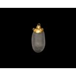 Western Asiatic Crystal Scent Bottle with Gold Cap