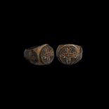 Byzantine Carved Stone Ring with Crosses