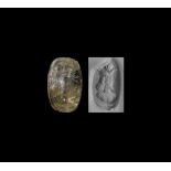 Western Asiatic Sassanian Crystal Stamp Seal with King