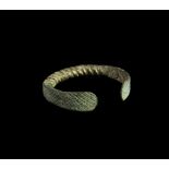 Bronze Age Twisted Bracelet with Hatched Terminals