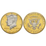 World Coins USA - 2014 - Encapsulated and Part Gilt Kennedy Half Dollar