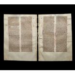 Medieval English Illuminated Latin Bible Vellum Leaf