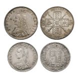 English Milled Coins - Victoria - 1887JH Arabic - Double Florin and Halfcrown [2]