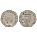 English Milled Coins - Elizabeth II - Undated - Mint Error 20 Pence