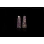 Natural History - Purple Amethyst Obelisk Mineral Specimen Pair