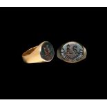 Post Medieval Gold Ring with Heraldic Gemstone