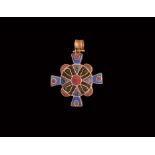 Post Medieval Enamelled Gold Cross Pendant