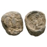 Byzantine Seals - Lead Seal with St Michael and Mary Holding Christ