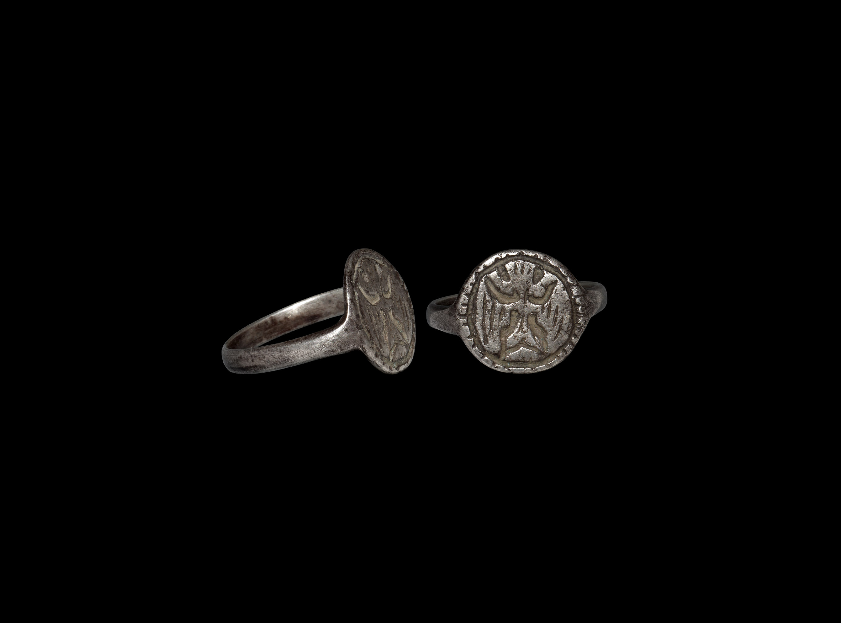 Medieval Silver Ring with Eagle