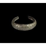 Viking Silver Bracelet with Stamped Decoration