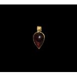 Viking Gold Pendant with Teardrop Garnet