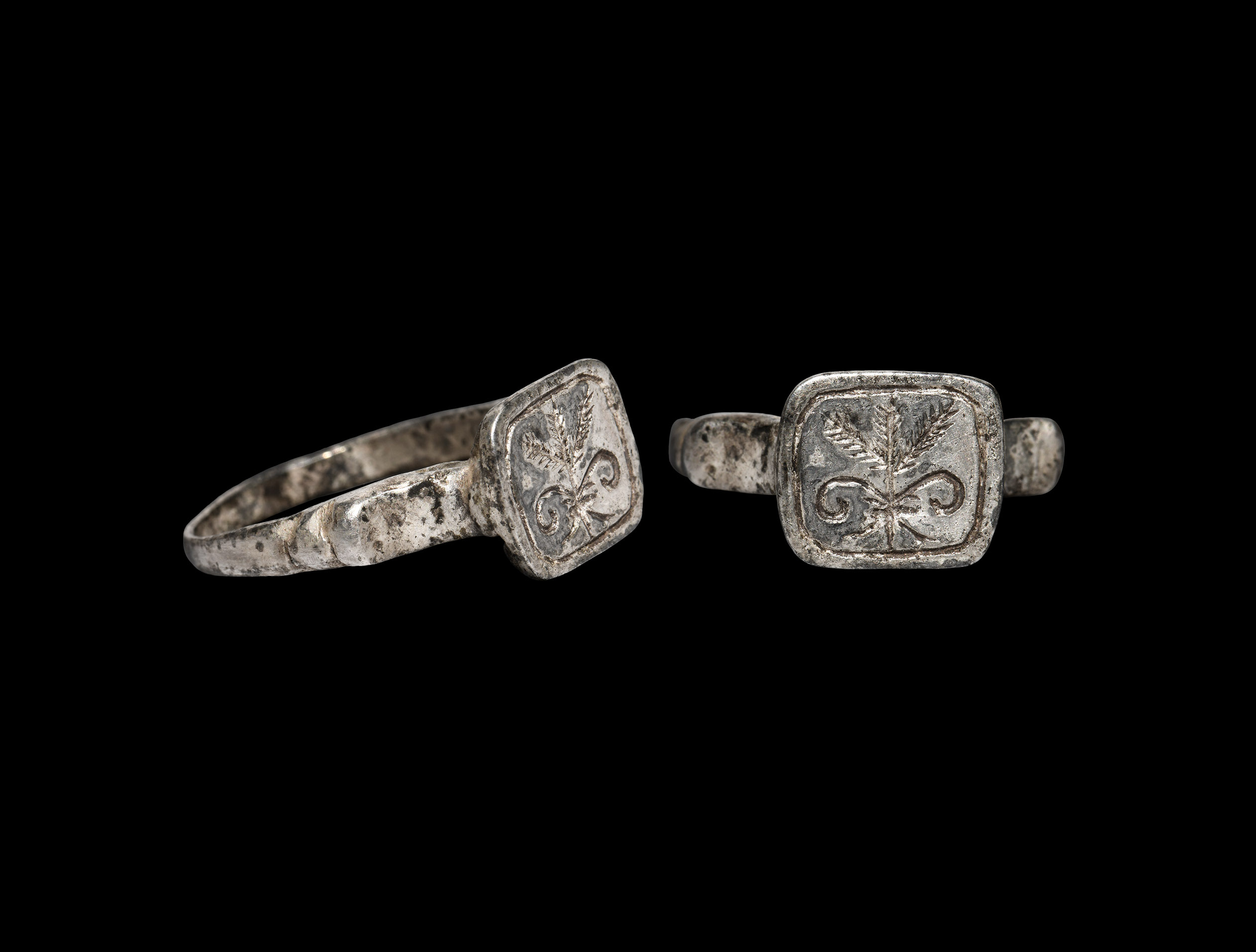 Medieval Silver Ring with Floral Design