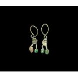 Roman Earring Pair with Melon Beads