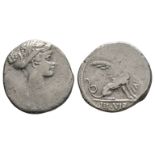 Roman Republican Coins - T Carisius - Sphinx Denarius