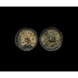 Anglo-Saxon Gilt Applied Saucer Brooches