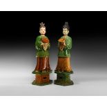 Chinese Ming Glazed Attendant Pair