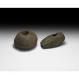 Stone Age Drilled Macehead and Axehead Group