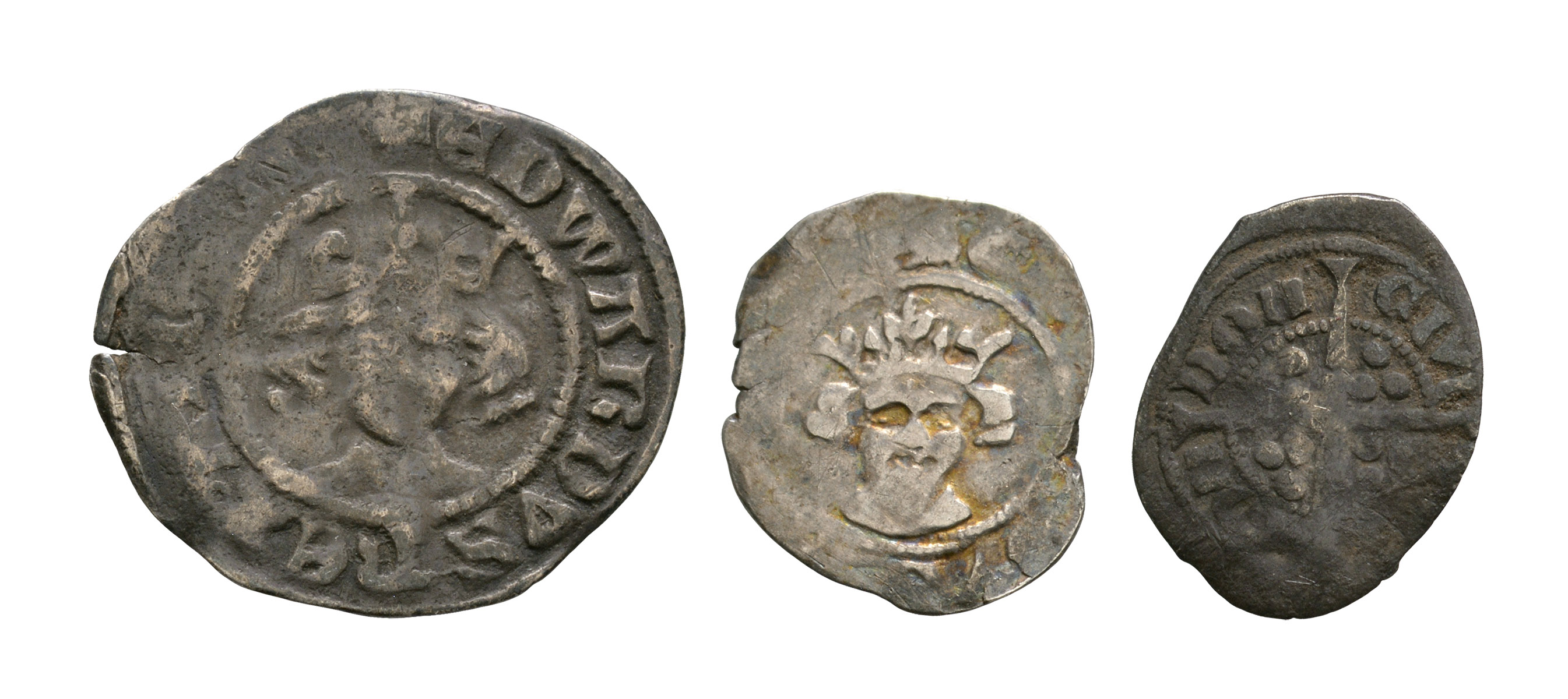 English Medieval Coins - Edward I and Later - Long Cross Penny, Halfpenny and Farthing