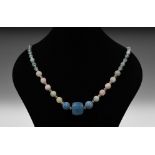 Natural History - Blue Agate Carved Bead Necklace