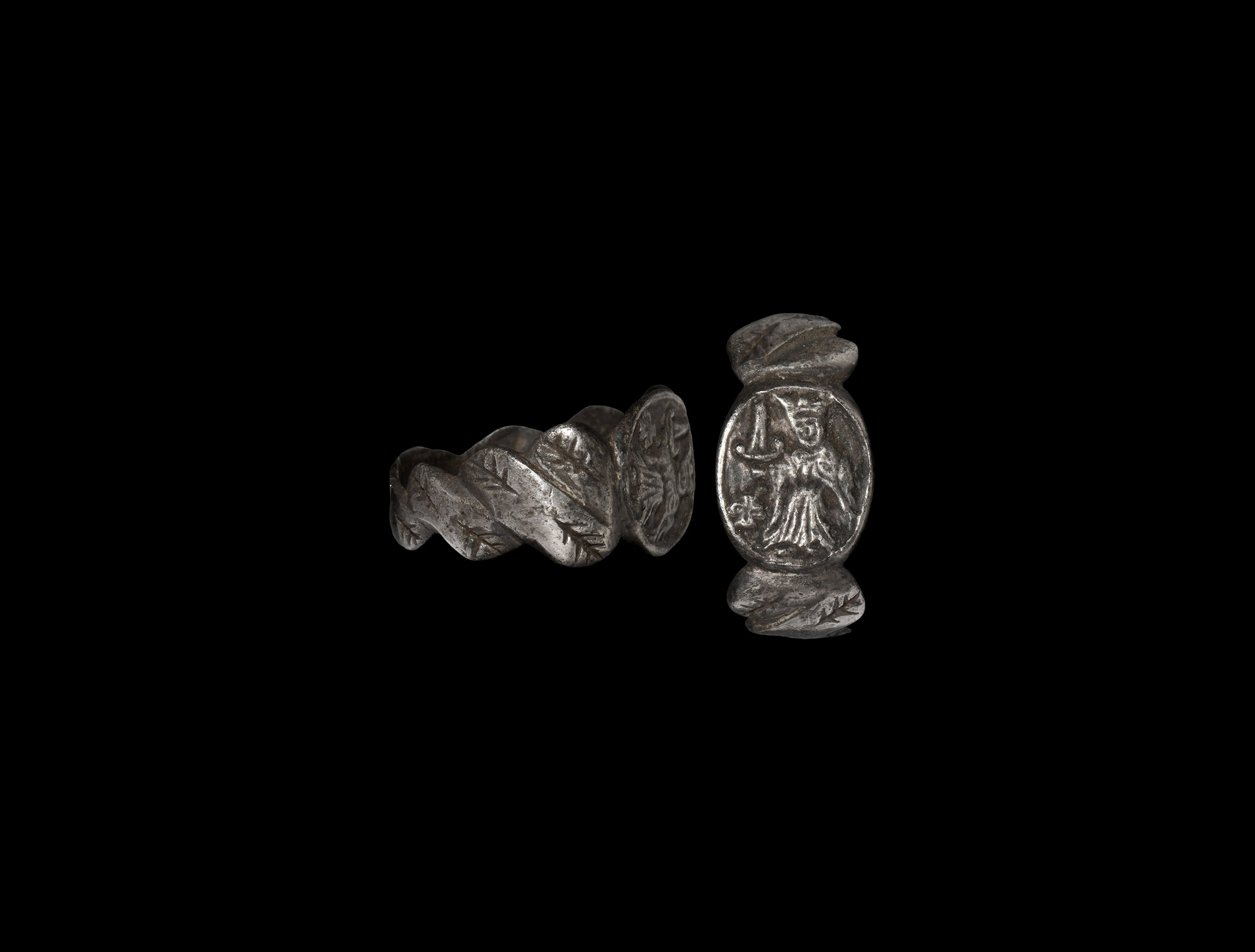 Medieval Silver Ring with Enthroned King