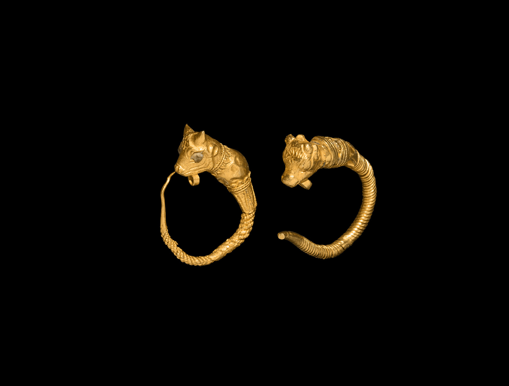 Greek Gold Earrings with Bull Heads