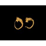 Greek Gold Earrings with Bull Heads