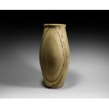 Very Large Egyptian Striated Alabaster Vase