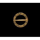 Medieval Gold Inscribed Ring Brooch