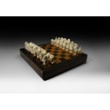 Siberian Carved Fossil Mammoth Tusk Chess Set