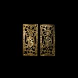 Medieval Gilt Plaques with Evangelists Holding Gospel