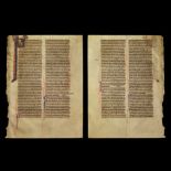 Medieval English Gold Illuminated Latin Bible Vellum Leaf