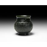 Chinese Black Pot with Floral Design