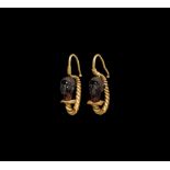 Graeco-Roman Gold Earring Pair with Nubian Heads