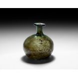 Roman Green Glass Bottle