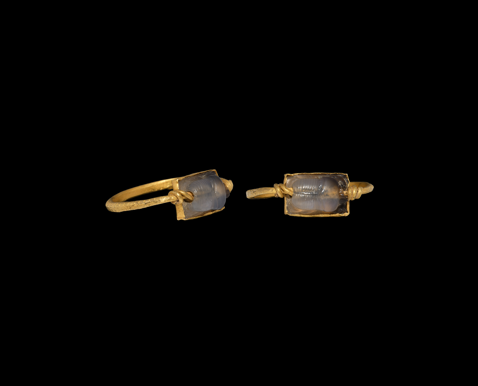 Egyptian Gold Ring with Scarab Crystal