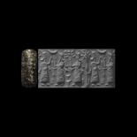 Assyrian Cylinder Seal with Worshipping Scene