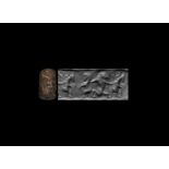 Cylinder Seal with Lions and Bulls Fighting