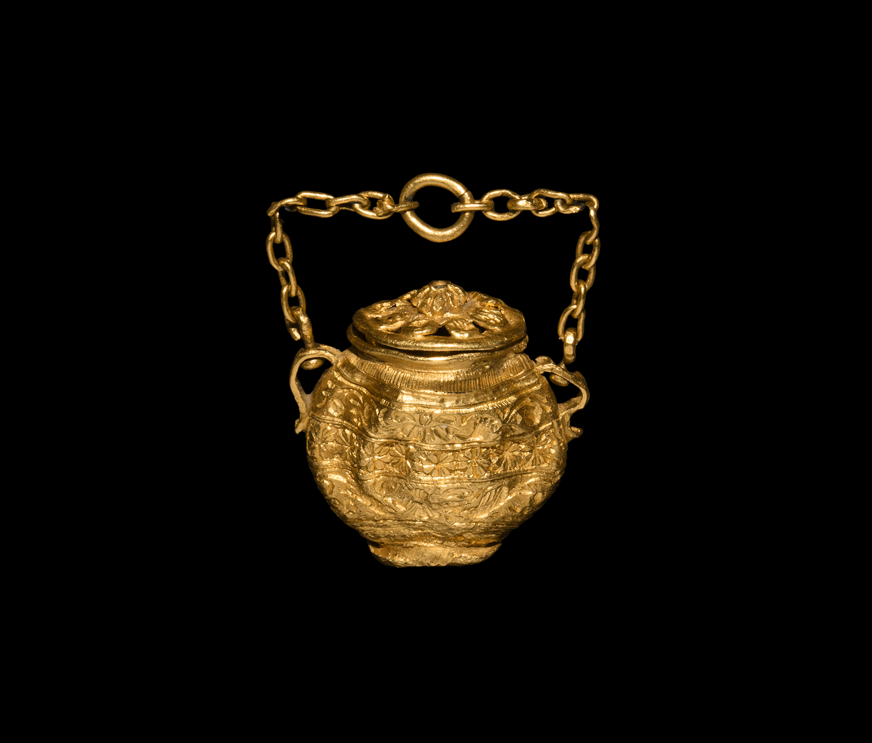 Greek Gold Miniature Vessel with Lid