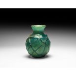 Late Roman Blue Glass Vessel with Trails