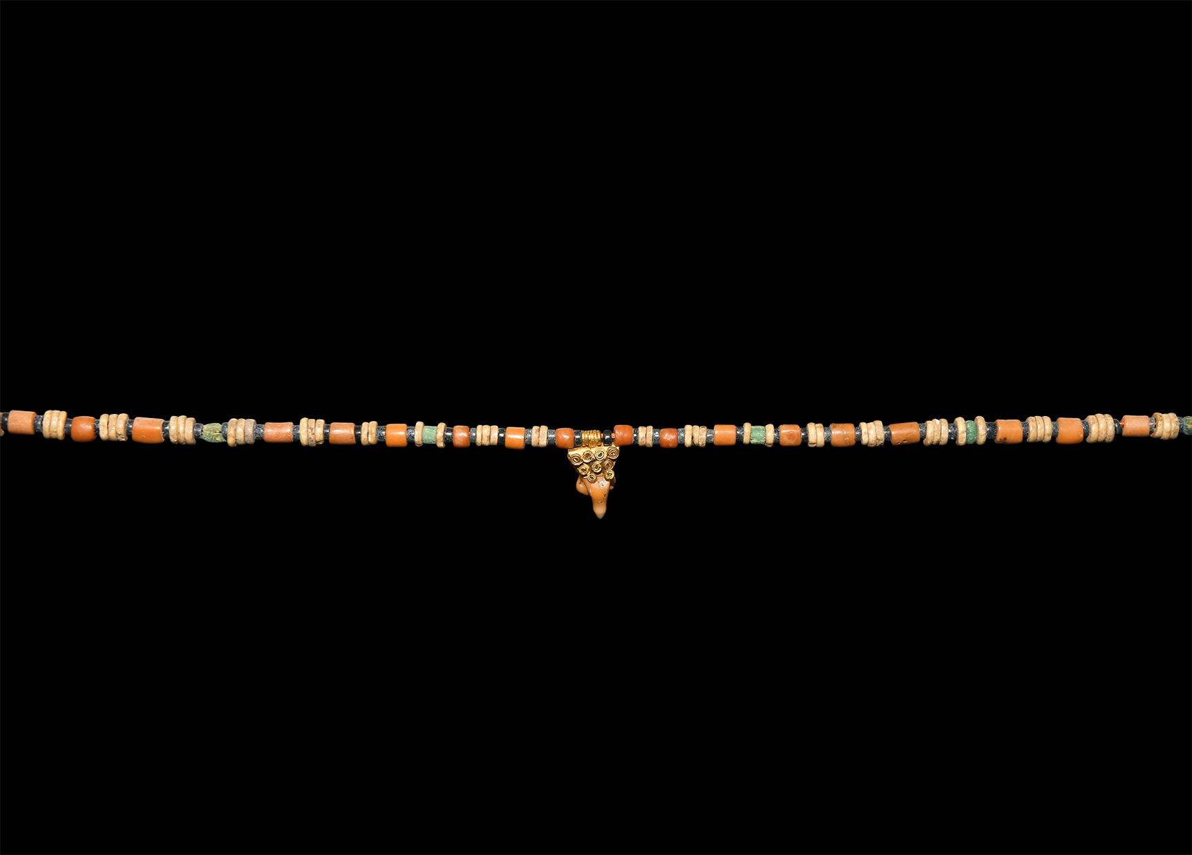 Greek Gold and Coral Necklace with Phallus