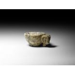 Sumerian Veined Alabaster Goat’s Head Dish