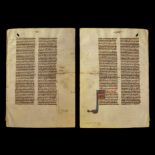 Medieval Illuminated Latin Bible Vellum Leaf