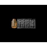Old Babylonian Looped Cylinder Seal with King