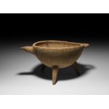 Amlash Tripod Handled Spouted Ritual Bowl