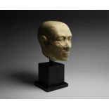 Egyptian Limestone Head of a Priest