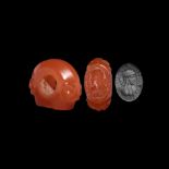 Sassanian Carnelian Stamp Seal with Female Bust