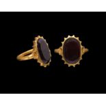 Medieval Gold Ring with Table-Cut Garnet