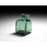 Roman Glass Handled Square Bottle